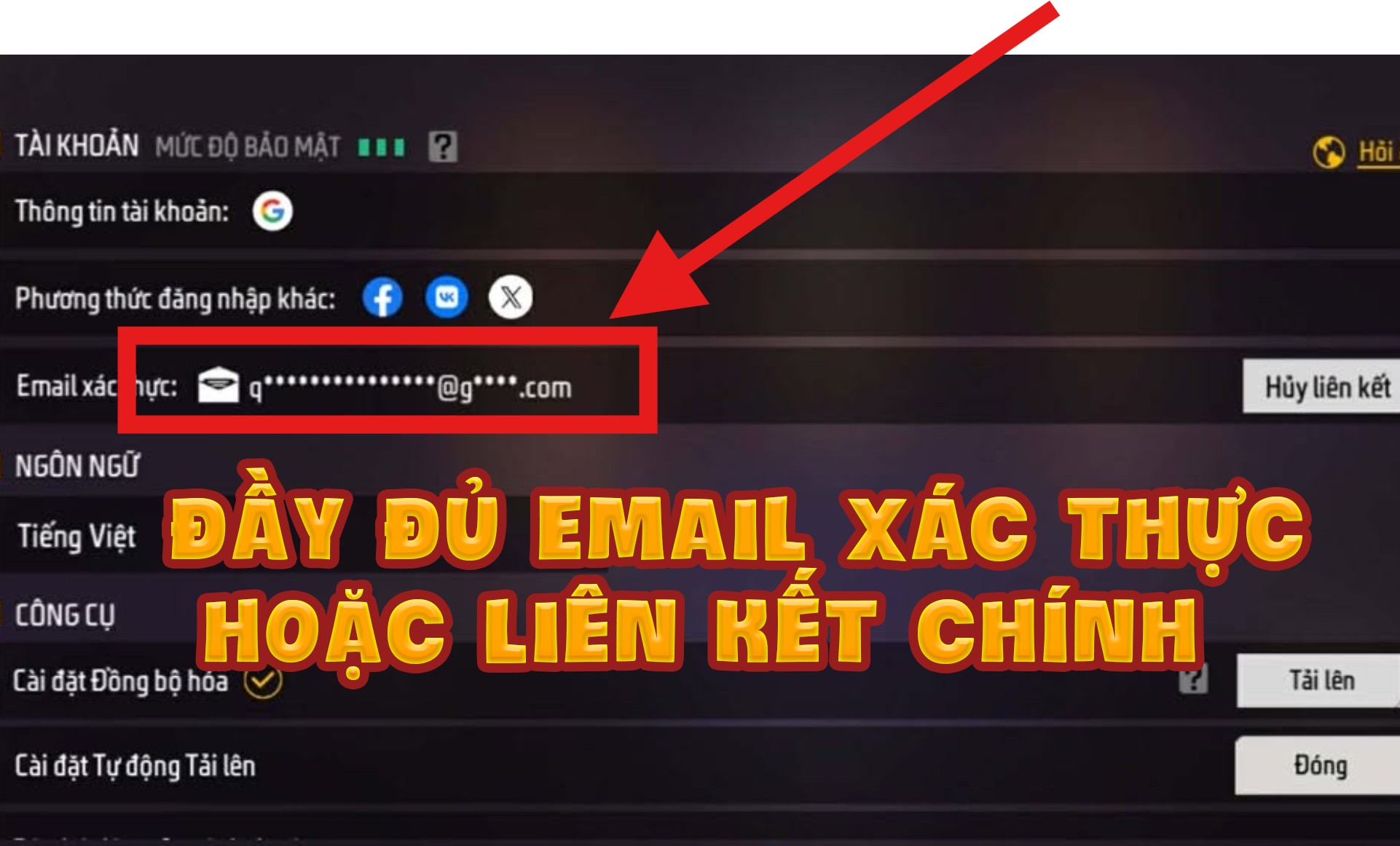 nick có sẵn email xác thực shop sẻ thanh toán ngay sau khi thay thông tin acc thành công